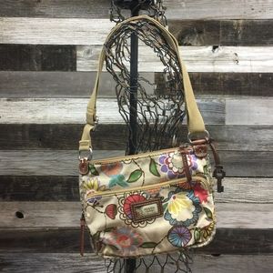 Fossil Vintage Canvas Crossbody Floral Purse